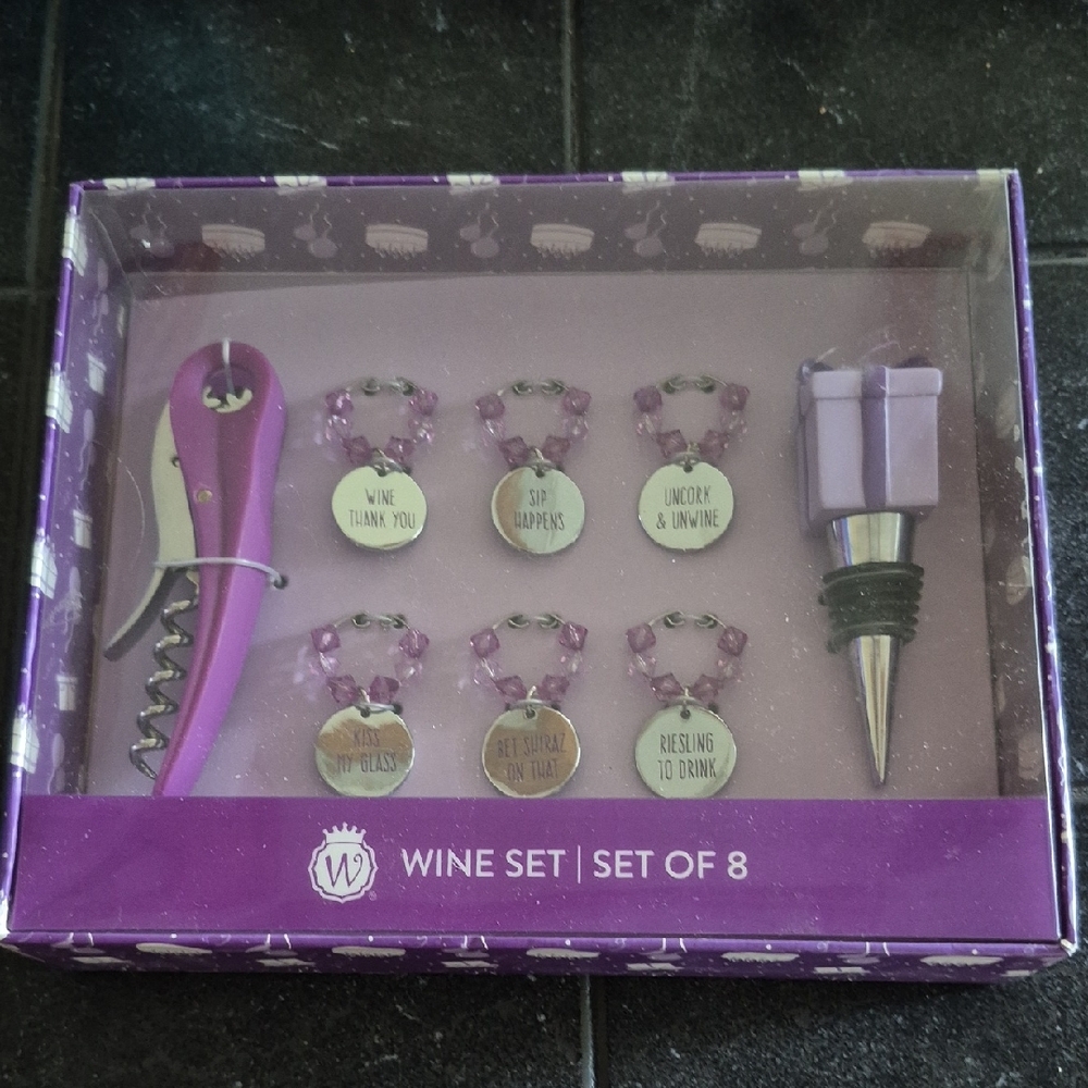 Wild Eye Designs Purple Birthday Wine Set - 8 Piece New In Box